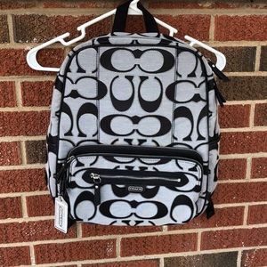 Grey and Black Coach Backpack